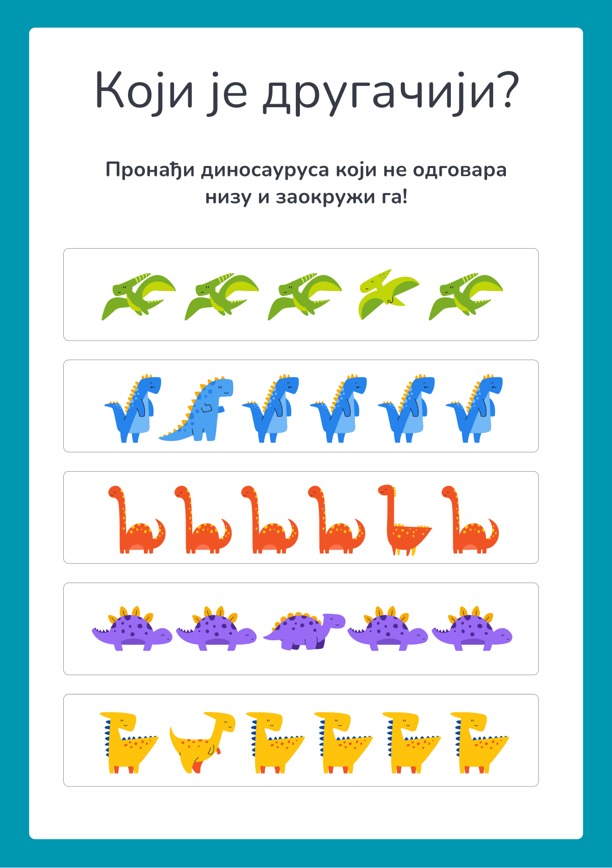 Koji je drugačiji? Pronađi dinosaurusa koji ne odgovara nizu
